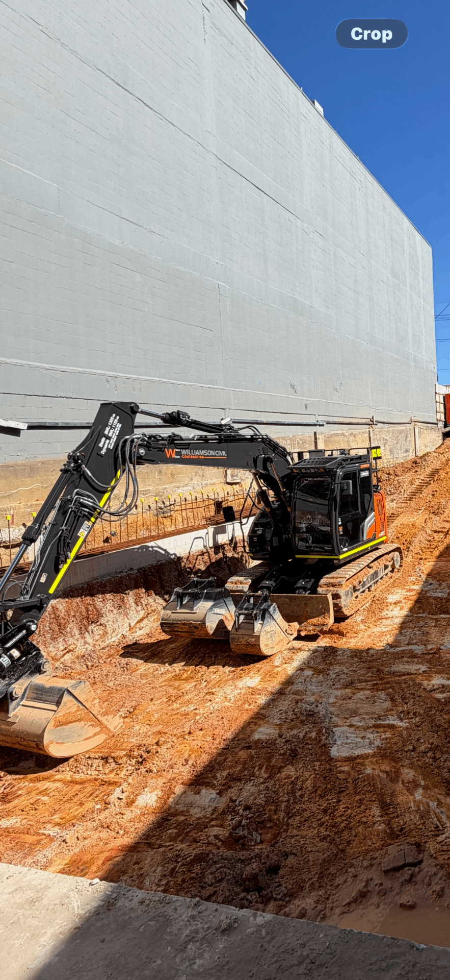 Williamson Civil excavator on site