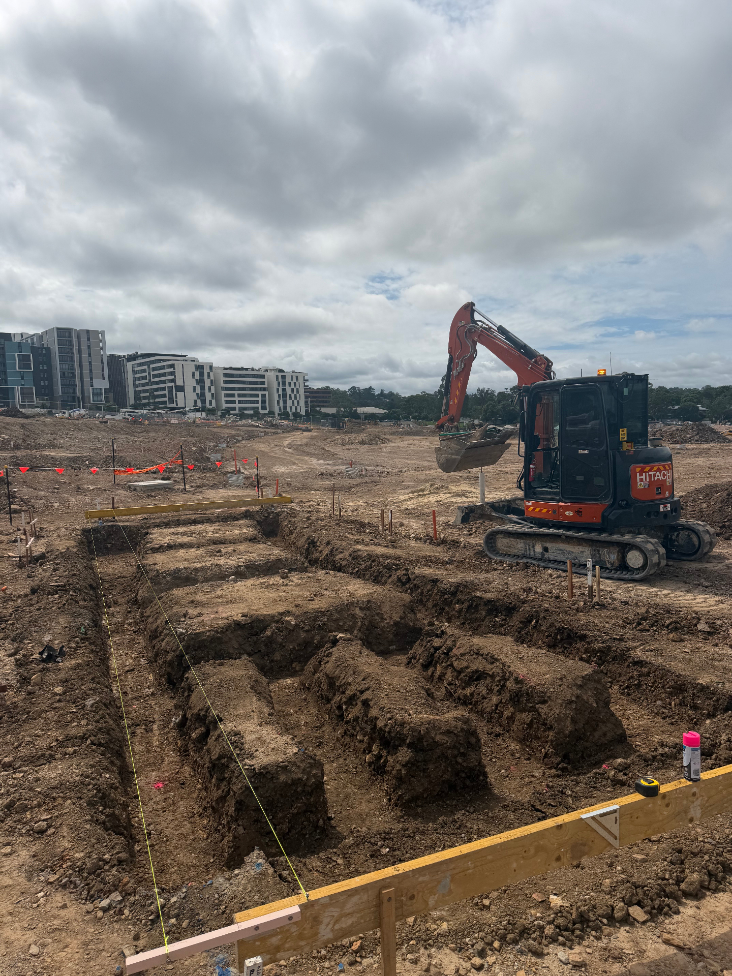 Excavator on large civil earthworks site